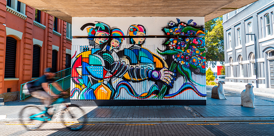 cyclist-passing-street-art-in-the-warehouse-precinct-photo-credit-dunedin-nz-737922.jpg Cyclist passing street art in the Warehouse Precinct. Photo credit: Dunedin NZ.